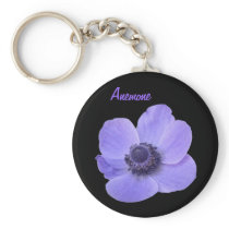 Customizable Blue Anemone Flower Keychain