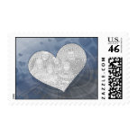 Customizable Blue Heart Explosion Postage Stamps