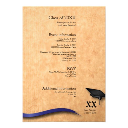 Customizable Blue Year Class Reunion Invitation