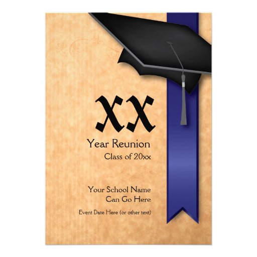 Customizable Blue Year Class Reunion Invitation (front side)