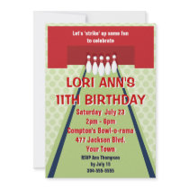 Customizable Bowling Birthday Party Invitations