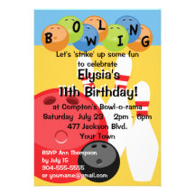 Customizable Bowling Birthday Party Invitations