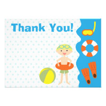 Customizable Boy's Pool Party Birthday Thank You Custom Invitations