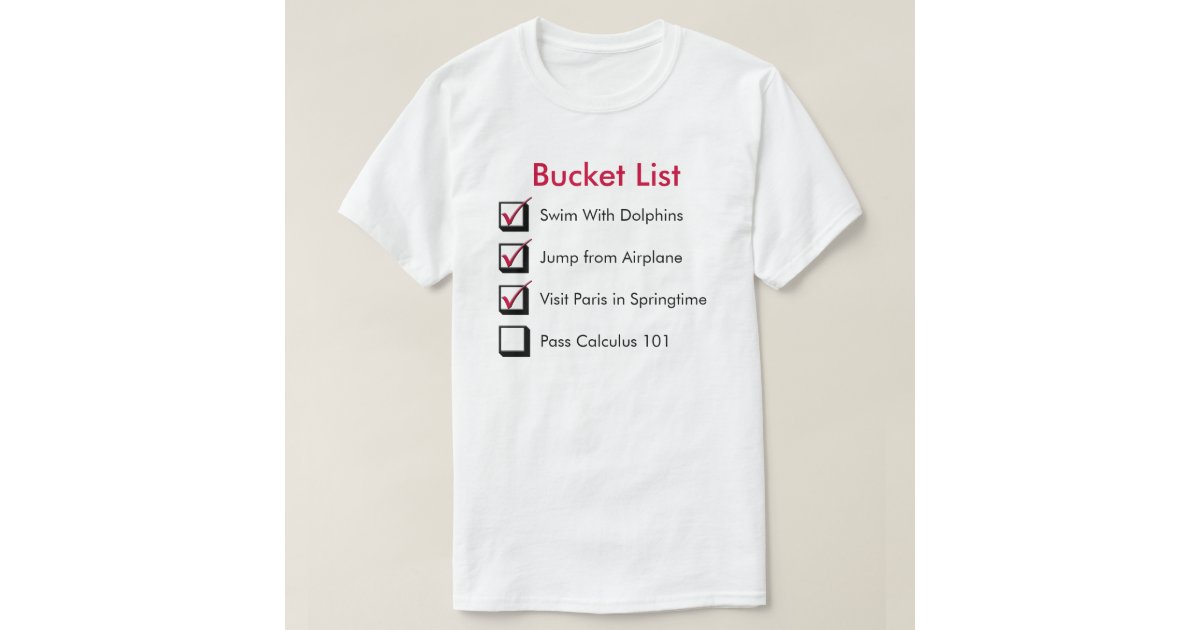 Customizable Bucket List With Check / Tick Boxes TShirt Zazzle