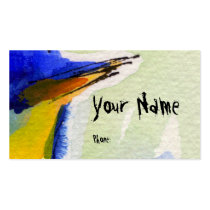 business card, customizable, watercolor, artsy, artful, unique, artistic, ginette, feminine, birds, masculine, grungy, colorful, bright, personal, design, modern, fresh, blue, art, Business Card with custom graphic design