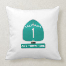 Customizable CA Highway 1 "Any Town Here" Pillow
