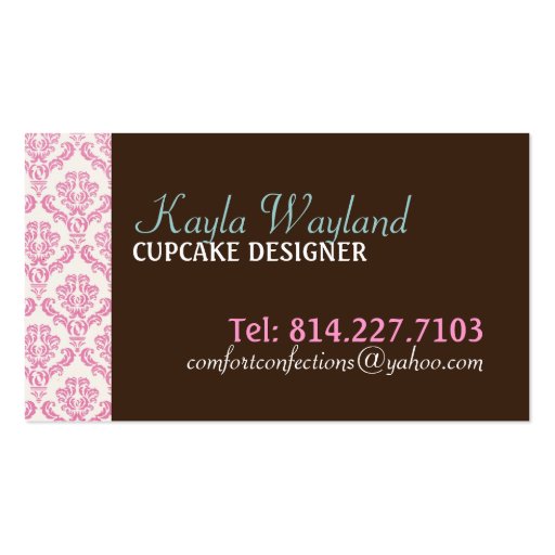 Customizable Cake Designer Business Cards (back side)