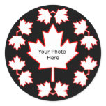Customizable Canada Maple Leaf Picture Frame Round Sticker