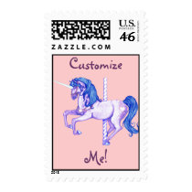 Customizable Carousel Unicorn Postage Stamps