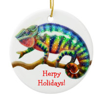 Customizable Chameleon Holiday Ornament