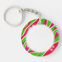 Customizable CHRISTMAS HOLIDAY STRIPES KEYCHAIN Acrylic Key Chain
