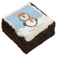 Customizable Christmas Penguin Square Brownie
