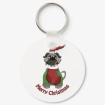 Customizable Christmas Pug Gifts and Tees keychains