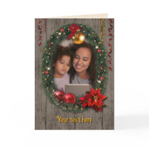 Customizable Christmas Wreath Greeting Cards