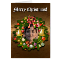 Customizable Christmas Wreath Greeting Card