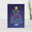 Customizable ChristmasCard Joy Love and Peace card