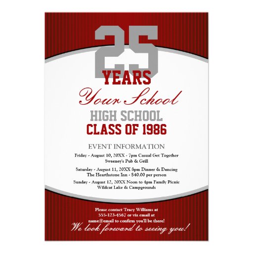 Customizable Class Reunion Personalized Invites