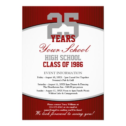 Customizable Class Reunion Personalized Invites (front side)