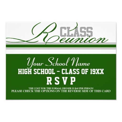 Customizable Class Reunion RSVP Personalized Invitations (front side)