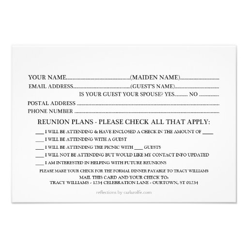 Customizable Class Reunion RSVP Personalized Invites