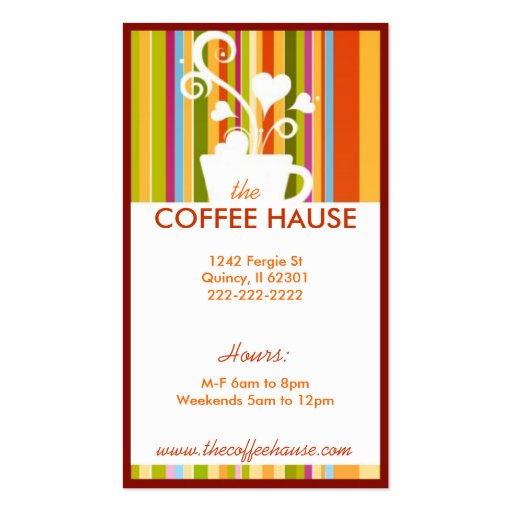 Customizable Coffee Shop Business Cards (front side)