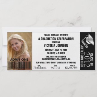 Customizable Color Graduation Admission Ticket Custom Invite