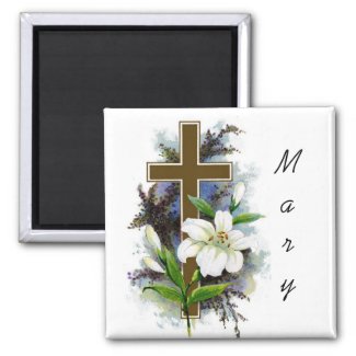 Customizable Cross and Lilly Magnet