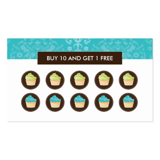 Customizable Cupcake Rewards Cards Business Card Templates (back side)