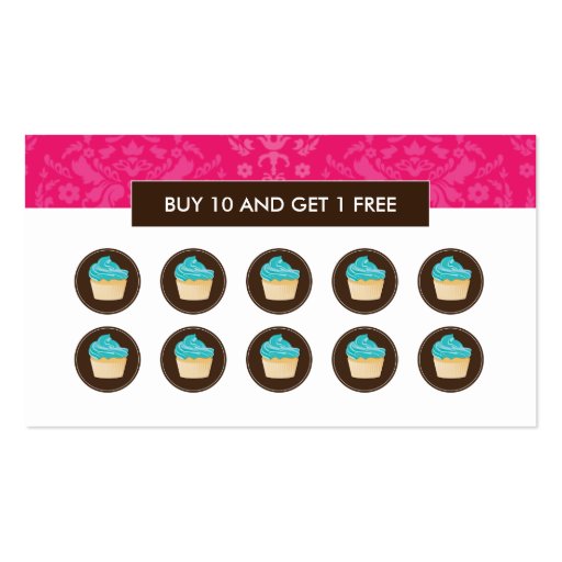 Customizable Cupcake Rewards Cards Business Card Template (back side)