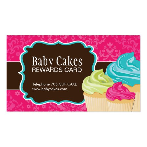 Customizable Cupcake Rewards Cards Business Card Template (front side)