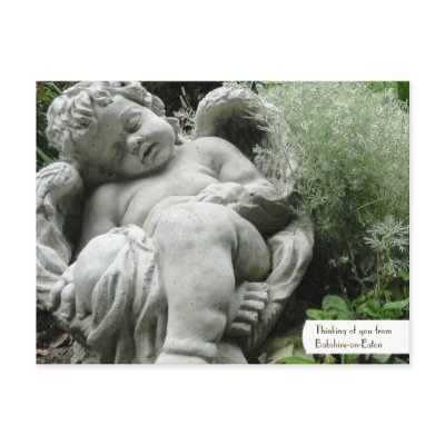 Customizable Cupid in an English Garden Postcard