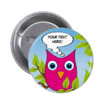 Customizable cute little owl - multiple colors pinback button