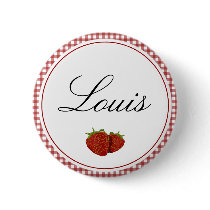 Customizable Cute Strawberry Pinback Button