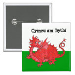 Customizable Cute Welsh Dragon Square Button