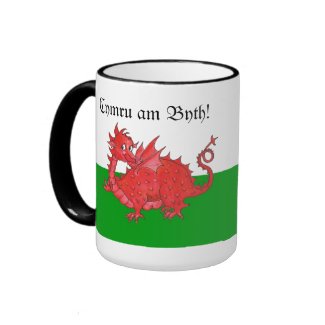 Customizable Cute Welsh Red Dragon Ringer Mug