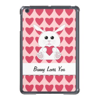 Customizable Cute White bunny Valentines Heart iPad Mini Cases
