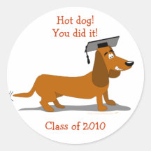 Customizable Dachshund Dog Graduation Template Round Stickers