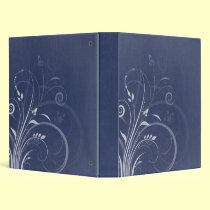 Customizable Denim Blue Floral Corner Border Binde binders