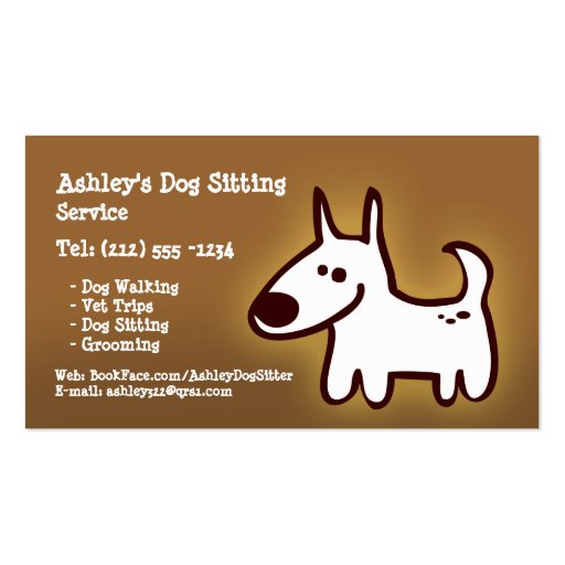 CUSTOMIZABLE dog sitting, grooming, walking Business Card Templates (front side)