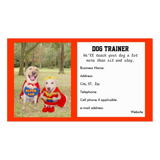 Customizable Dog Trainer's Business Card (front side)