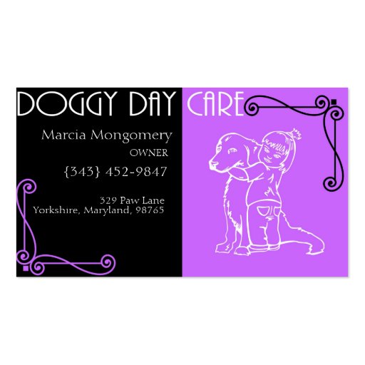 Customizable Doggy Day Care Business Card (front side)