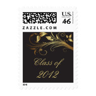 Customizable elegant gold swirls graduation stamps stamp
