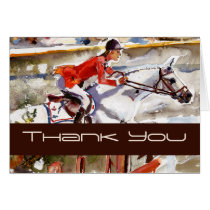 equestrian, note cards, horses, thank you card, pferde, red, brown, sport, athletes, animals, riding, mustangs, trakehner, jumper, watercolors, advertising, colorful, fine art, art, artistic, graphics, customizable, modern, stylish, ooak, contemporary, unique, Card with custom graphic design