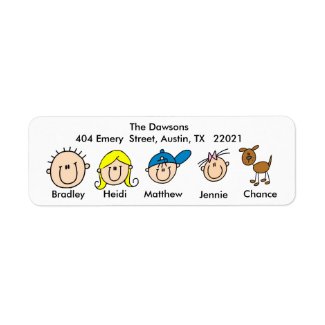 Customizable Family With Dog Address Labels