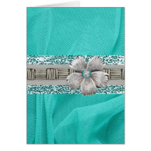 Customizable Faux  Jeweled Ribbon Greeting Card