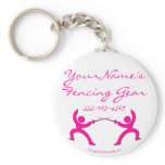 Customizable Fencing Gear tag - pink keychains