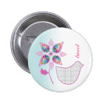 Customizable: Flower bird Button