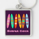 Customizable Flowered Surfboards Key Chain