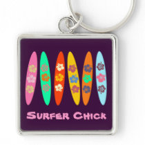 Customizable Flowered Surfboards Key Chain
