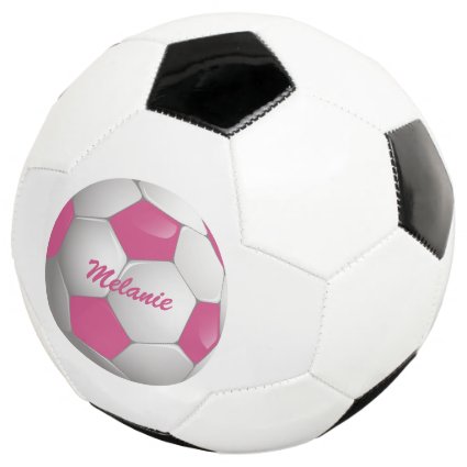Customizable Football Soccer Ball Pink and White